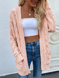 CLASSY LOOSE MEDIUM AND LONG TWISTED ROPE KNITTED CARDIGAN JACKET