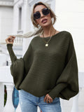 FASHION LOOSE SOLID COLOR BAT SLEEVE SWEATER
