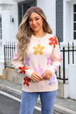Multicolored Flowers Long Sleeve Sweater