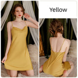 SEXY SOLID COLOR SUSPENDER NIGHTDRESS