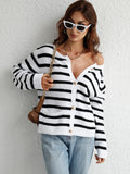 CLASSY SINGLE BREASTED STRIPED CARDIGAN SWEATER