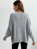 CLASSY ROUND NECK KNITTED LOOSE SPLIT PULLOVER SWEATER