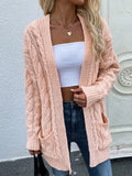 CLASSY LOOSE MEDIUM AND LONG TWISTED ROPE KNITTED CARDIGAN JACKET