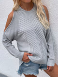 FASHION SOLID LONG-SLEEVED ROUND NECK TWISTED ROPE SWEATER