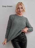 STYLISH SOLID COLOR VERSATILE TOP ROUND NECK SWEATER