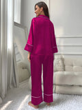 FASHION SILK-LIKE LADIES LONG-SLEEVED PAJAMAS SUIT