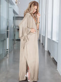Unique Causal V Neck Long Sleeve Maxi Dress