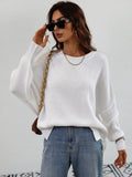 CLASSY ROUND NECK KNITTED LOOSE SPLIT PULLOVER SWEATER