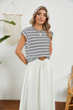 ROUND NECK LOOSE SHORT SLEEVE STRIPED T-SHIRT