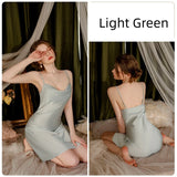SEXY SOLID COLOR SUSPENDER NIGHTDRESS