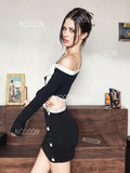 Asymmetrical Lace Cutout Black Bodycon Dress