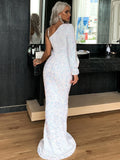 Flattering Silhouette One-Shoulder Party Sequin Dress