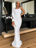Flattering Silhouette One-Shoulder Party Sequin Dress
