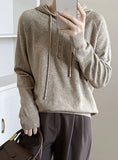 FASHION LOOSE DRAWSTRING LONG SLEEVE HOODED SWEATER