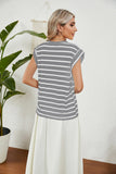 ROUND NECK LOOSE SHORT SLEEVE STRIPED T-SHIRT