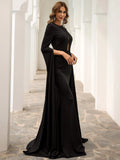 Cape Sleeves Sheer Black Evening Dress
