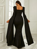 Dramatic Sleeves Sophisticated Black Formal Dress