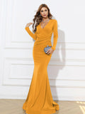 Long-Sleeved Mermaid Mustard Yellow Dress