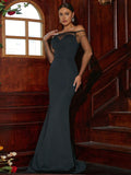 Black Exquisite Off-Shoulder Mermaid Party Dress