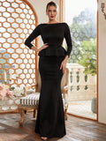 Black Peplum Timeless Grace Party Dress