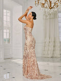 Sequin Embellishments Strapless Beige Party Dress
