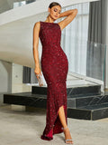 Red Sequin Trumet Mermaid High Low Prom Dress