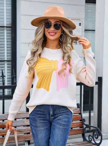 Pullover Sow Color Matching Sweater