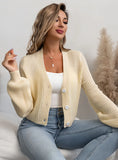 CLASSY RETRO LANTERN SLEEVE V-NECK LONG-SLEEVED SWEATER