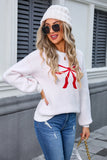 Long Sleeve Bow Knit Sweater