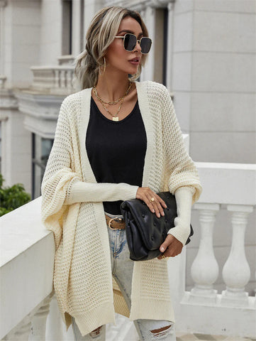 FASHION ROUND NECK KNIT CARDIGAN LOOSE SWEATER