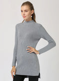 CLASSY SOLID COLOR SEMI-HIGH NECK SLIM LONG SLEEVE SWEATER
