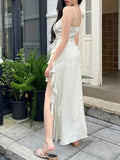 Ruffles Summer Spaghetti Strap Backless Maxi Dress