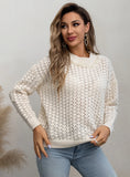 FASHION RETRO BEADED ROUND NECK LONG SLEEVE SWEATER