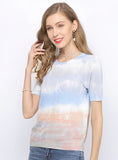 FASHION TIE-DYED SHORT-SLEEVED LOOSE ROUND NECK SWEATER