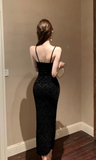 Stylish Sleeveless Black Gown with Lace Detailing