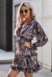 Elastic Cuffs Floral Print Dress