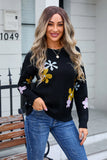 Printed Pullover Floral Sweater