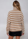 FASHION LOOSE HIGH-NECKED STRIPED LONG-SLEEVED SWEATER