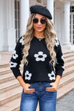 Women Flower Round Neck Sweater