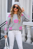 Women Flower Round Neck Sweater