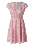 Women Floral Print V Neck Dress