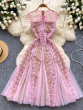 Flowy Tulle Skirt Delicate Lace Overlay Dress