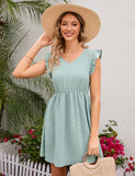 WOODEN EAR V-NECK HOLIDAY CASUAL DRESS