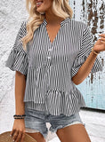 IRREGULAR STRIPED FLOUNCES SHIRT
