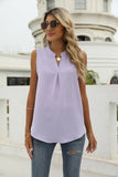 SOLID COLOR CHIFFON SHIRT V-NECK VEST