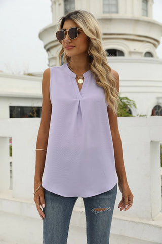 SOLID COLOR CHIFFON SHIRT V-NECK VEST