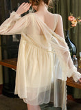 SEXY CHEST PAD GAUZE ROBE PAJAMAS