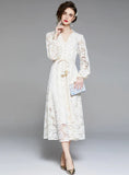 CROCHETED OPENWORK LACE SLIM DRESS