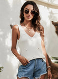 FASHION SLEEVELESS V-NECK TOP SWEATER