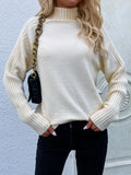 CLASSY SOLID COLOR TURTLENECK PULLOVER LOOSE SWEATER